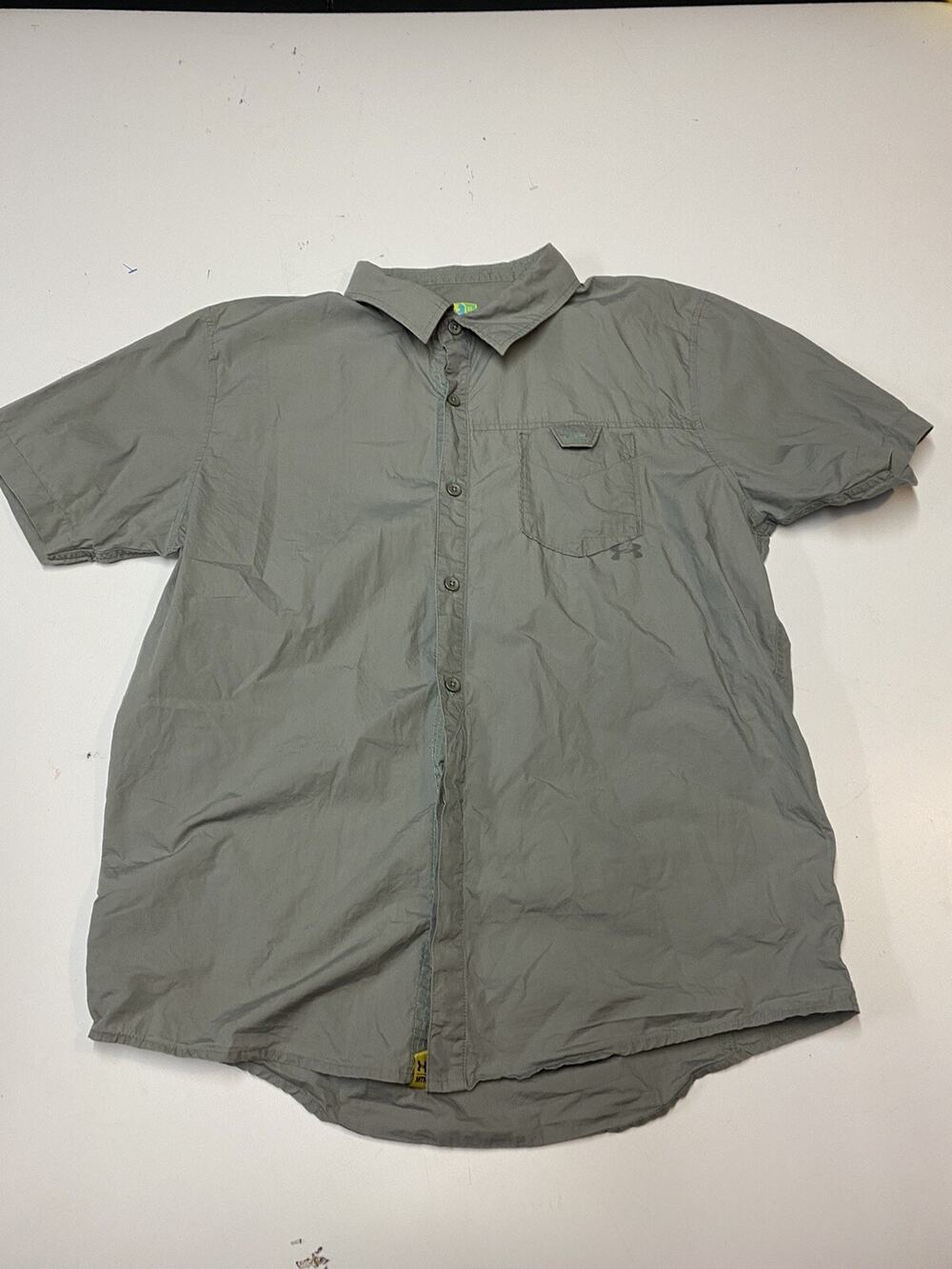 Under Armour MTN Mens XL Regular Gray Button Front Shirt Hiking Outdoors